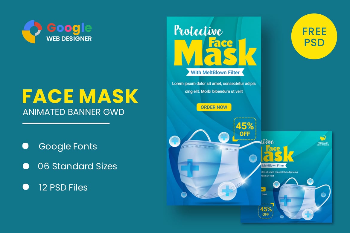 Template Banner Animasi Masker Wajah untuk Google Web Designer