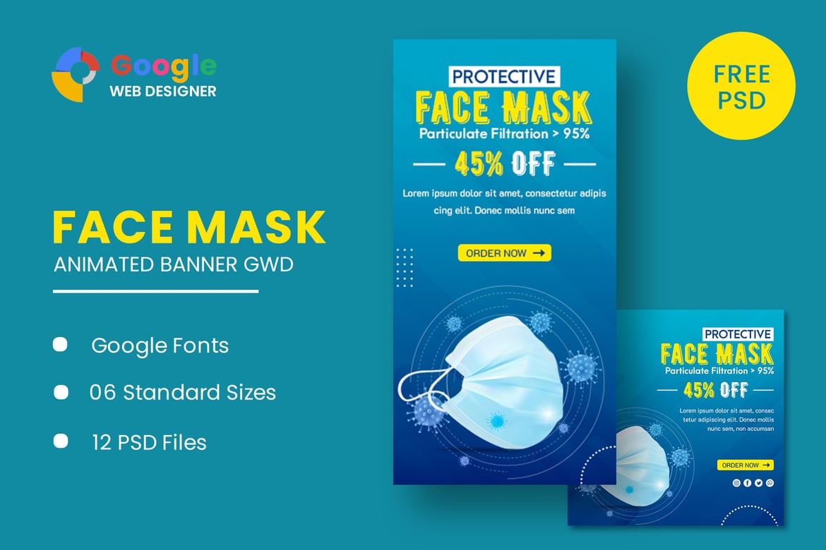 Template Web Banner Animasi Masker Wajah untuk Google Web Designer