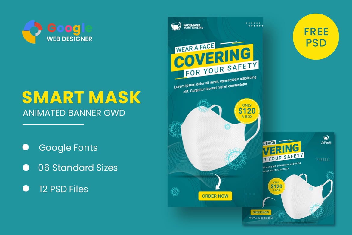 Banner Animasi Bitcoin untuk Face Mask - Template Web Profesional