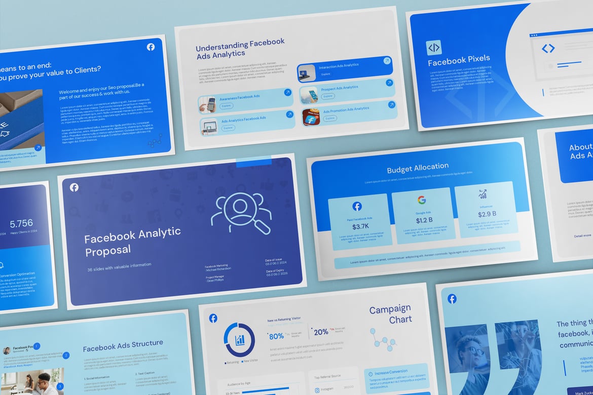 Template PowerPoint Analisis Media Sosial Facebook yang Menarik