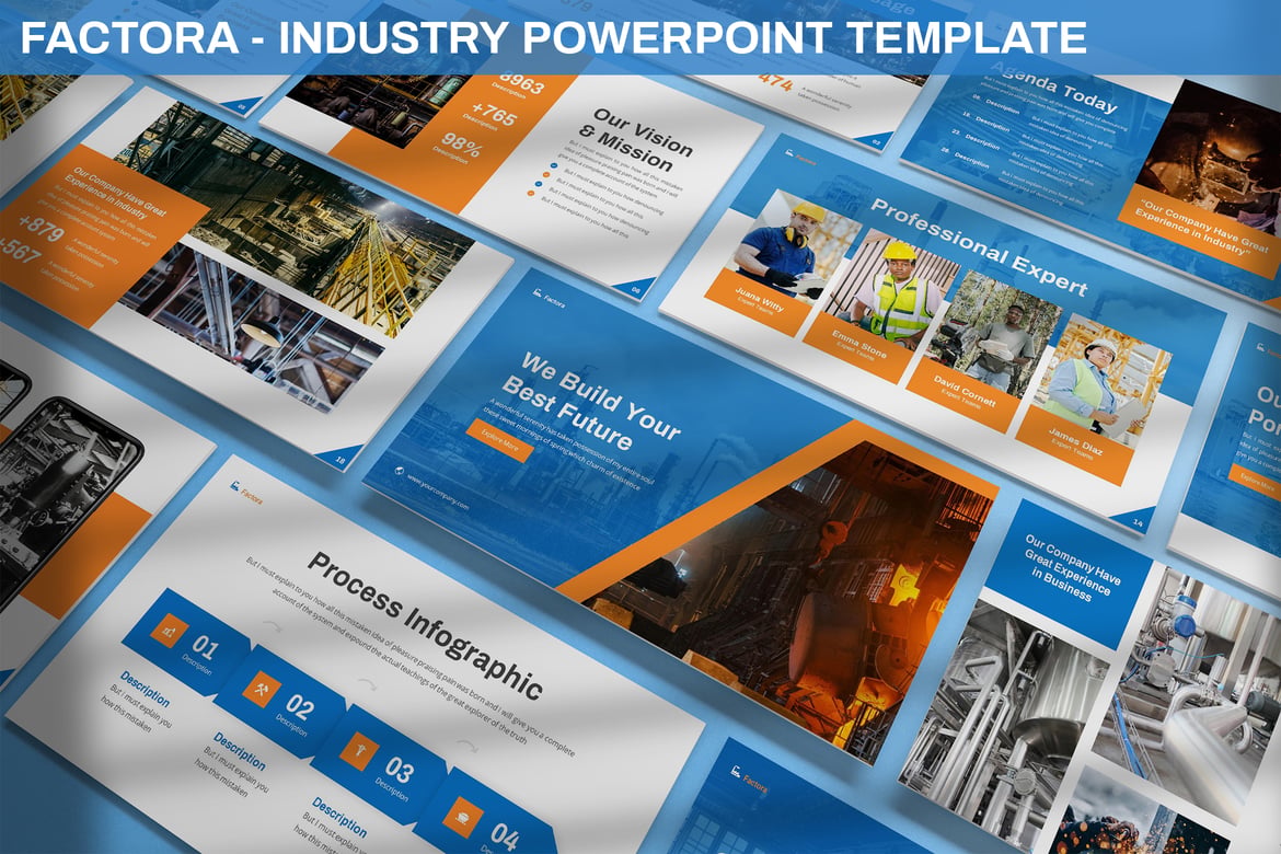Template Presentasi PowerPoint Factora - Modern dan Dinamis untuk Berbagai Industri