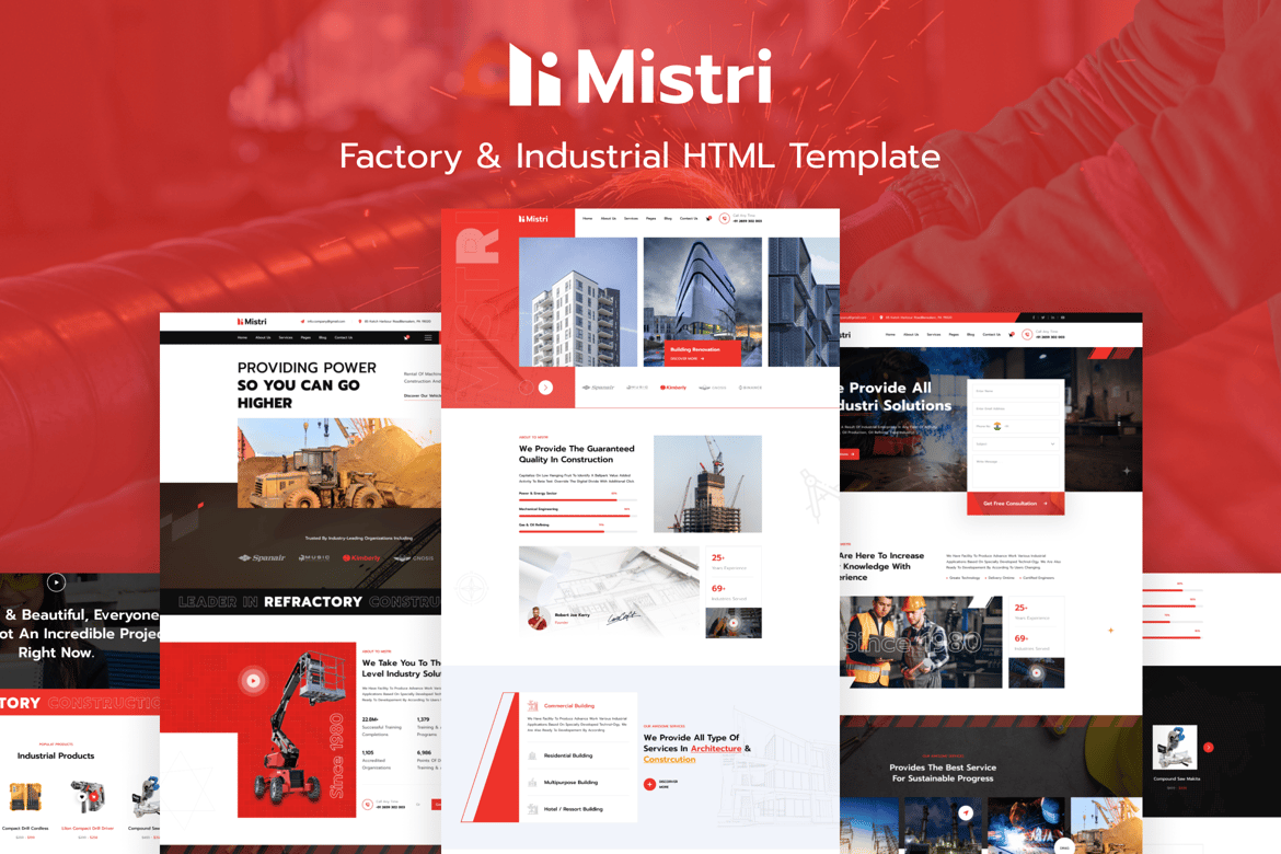 Template Website HTML untuk Industri dan Pabrik yang Modern