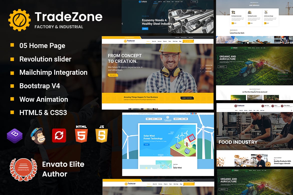 Template Website Satu Halaman untuk Industri dan Pabrik yang Modern