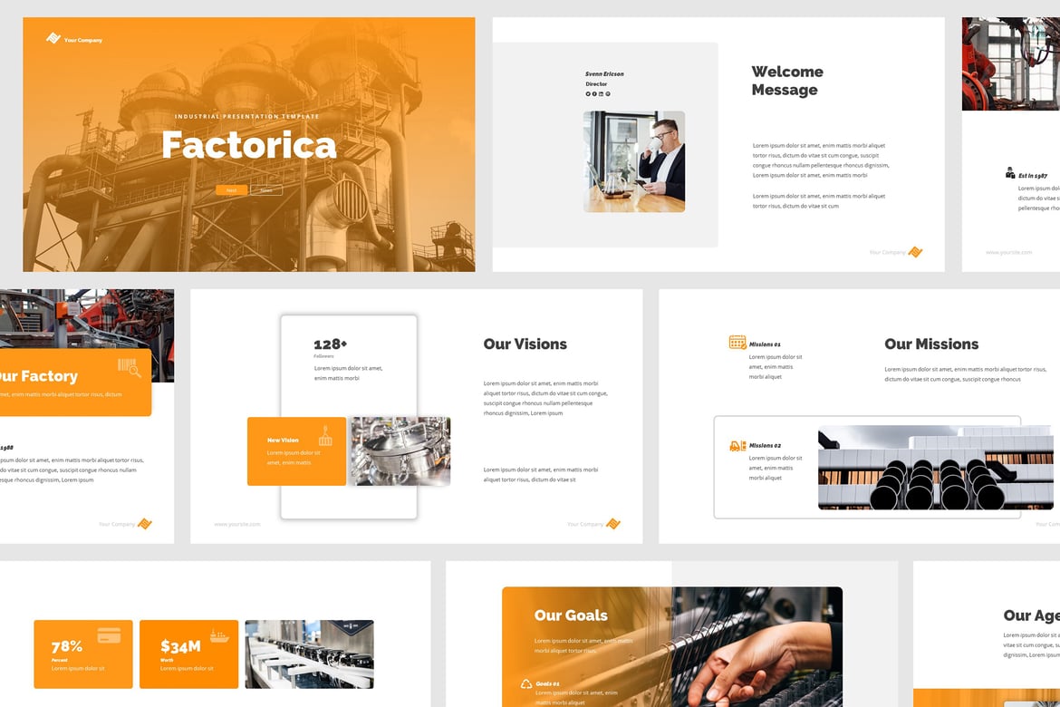 Template Presentasi PowerPoint untuk Industri dan Pabrik yang Profesional