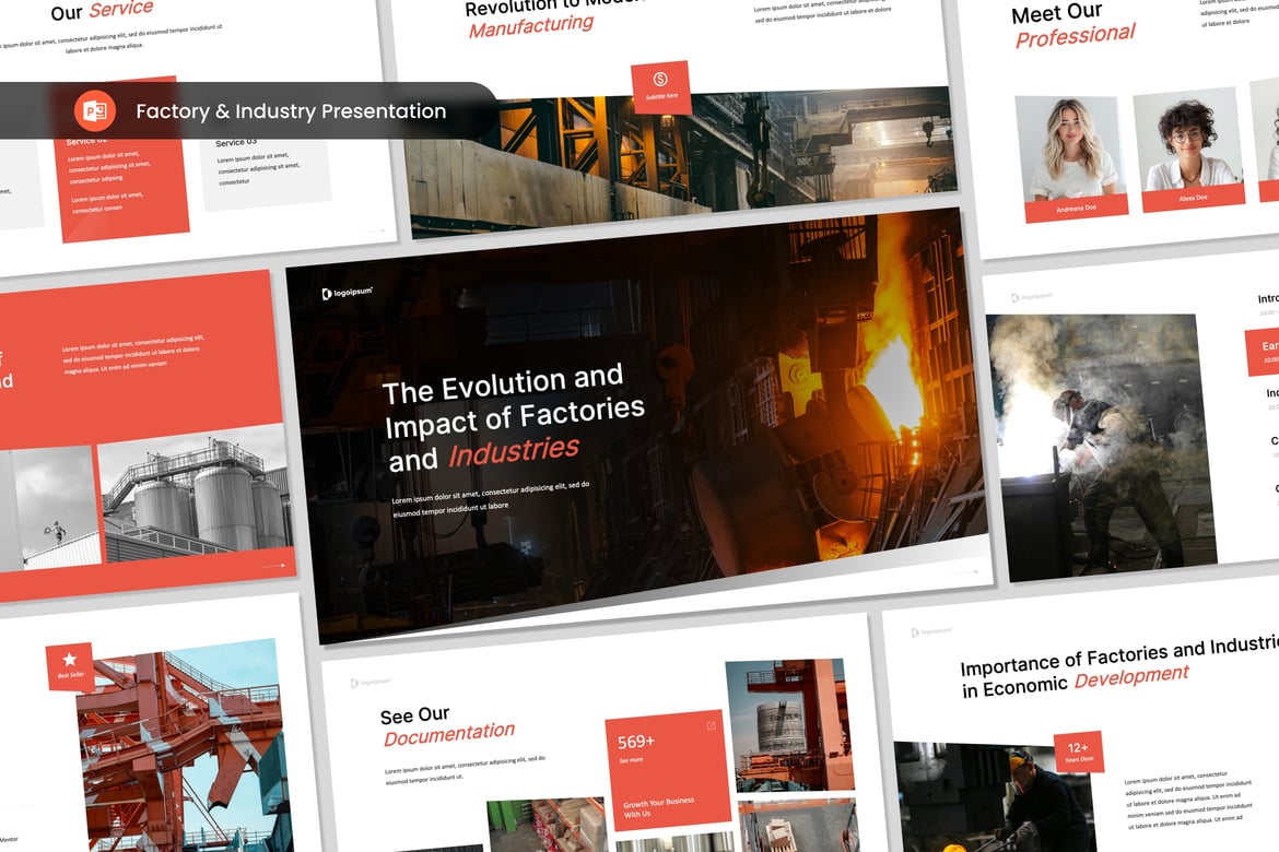 Template Presentasi PowerPoint untuk Pabrik dan Industri yang Modern