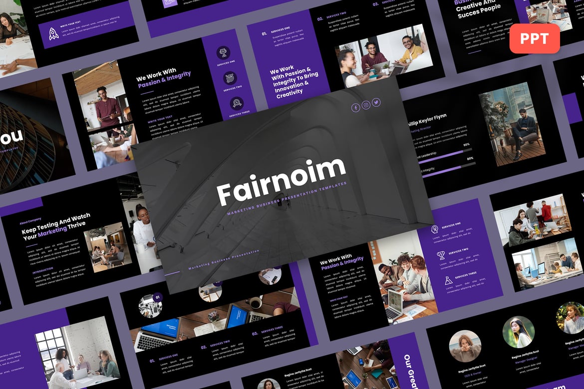 Template Presentasi PowerPoint Fairnoim untuk Bisnis dan Pemasaran