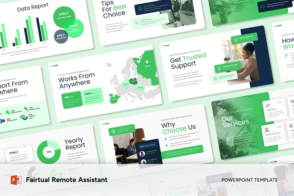 Template Presentasi PowerPoint Fairtual Remote Assistant yang Canggih