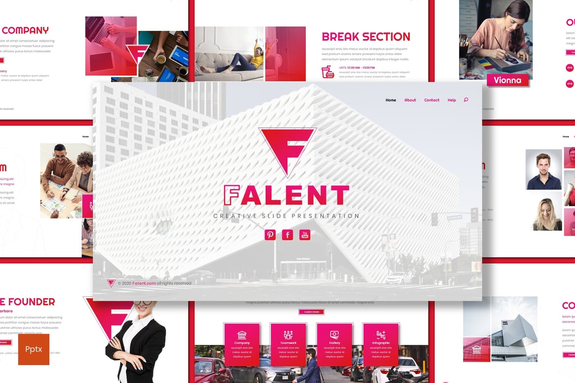 Falent - Template Powerpoint Bisnis yang Kreatif dan Minimalis