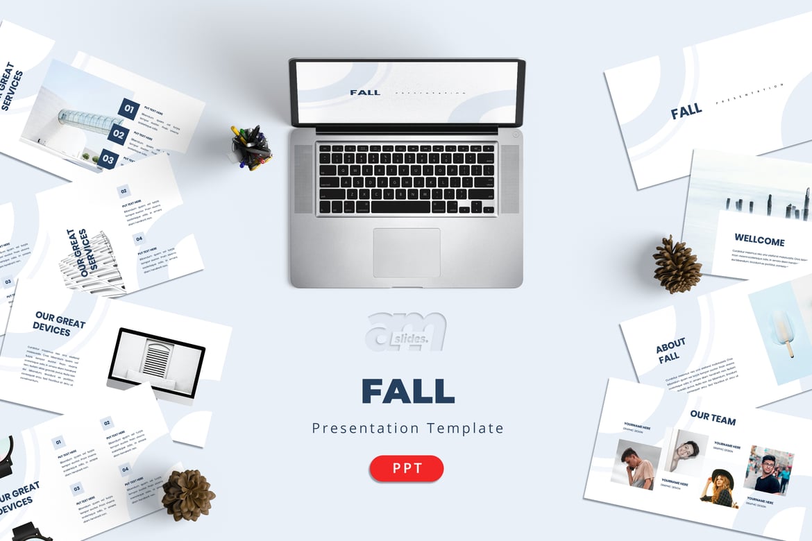 Template PowerPoint Musim Gugur yang Kreatif dan Minimalis