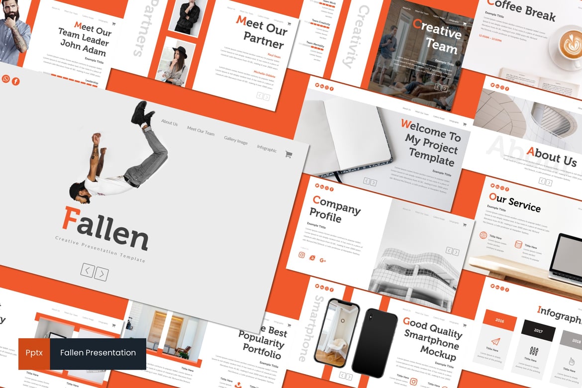 Fallen - Template Presentasi PowerPoint Kreatif dan Minimalis