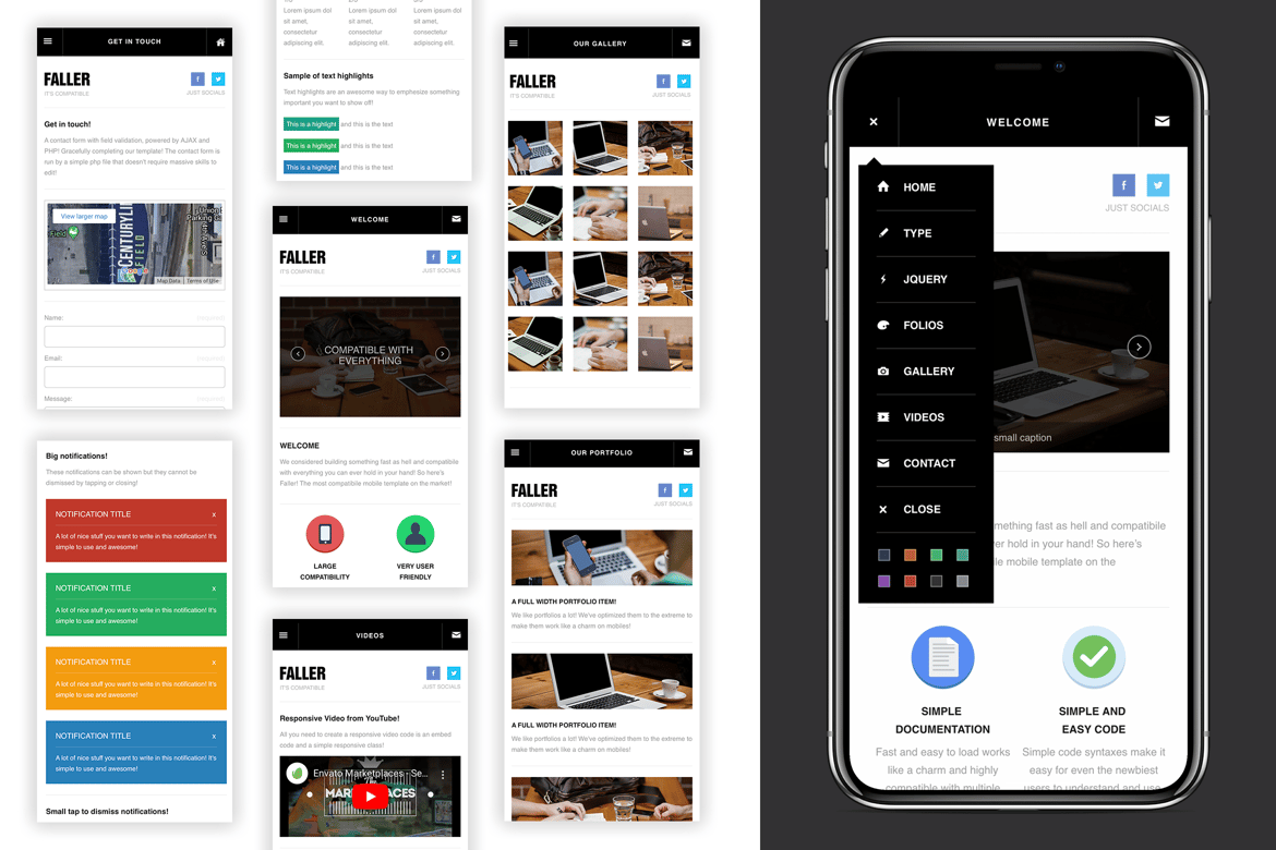 Faller | Template Web Mobile Kreatif dan Responsif