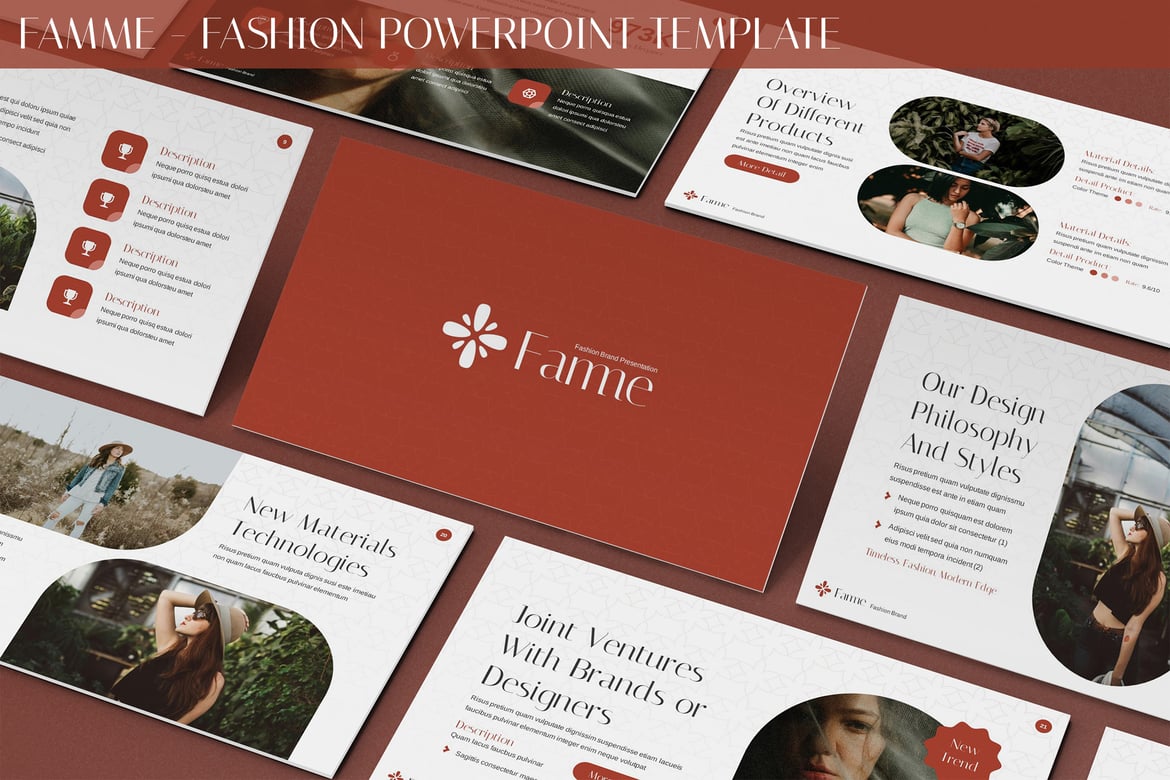 Template Presentasi Fashion Famme - Elegan dan Modern