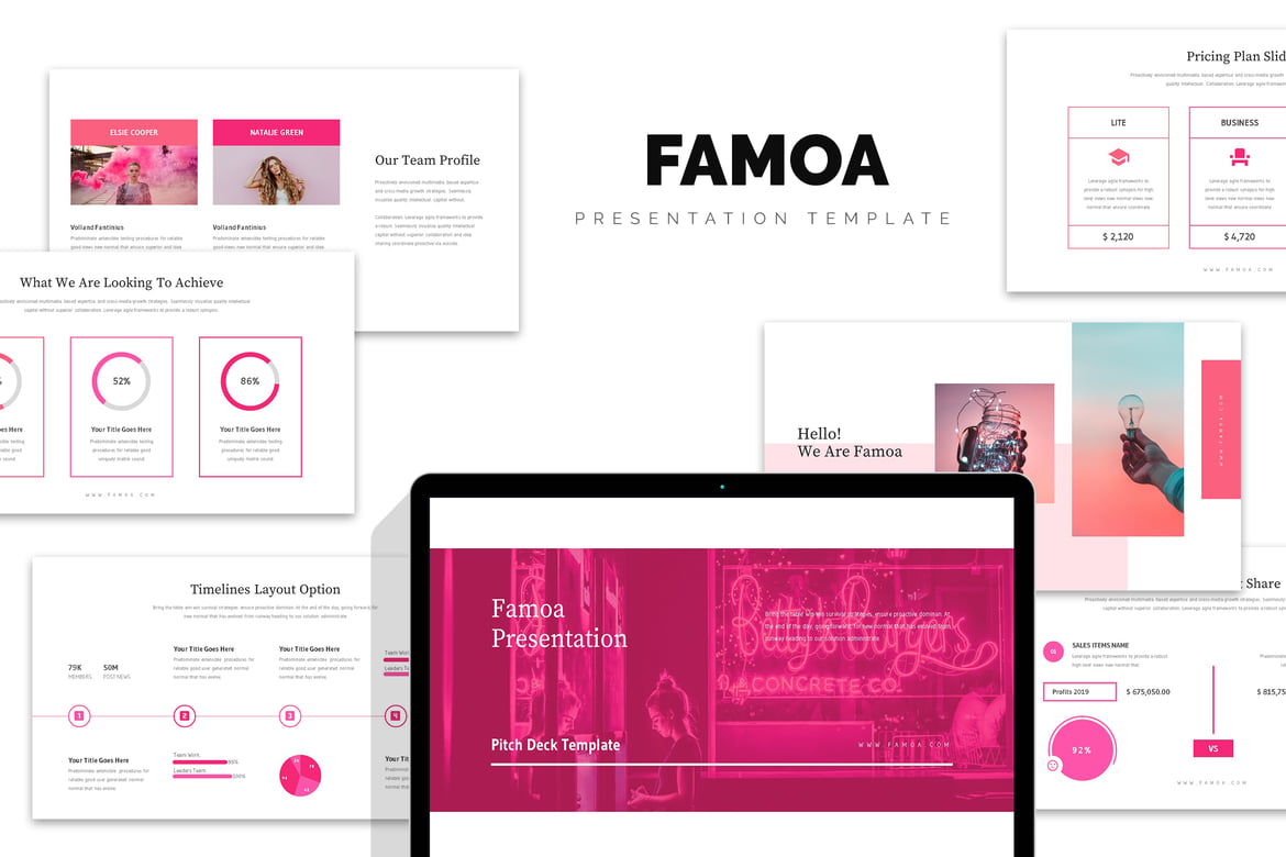 Famoa: Template Presentasi PowerPoint dengan Nuansa Warna Pink