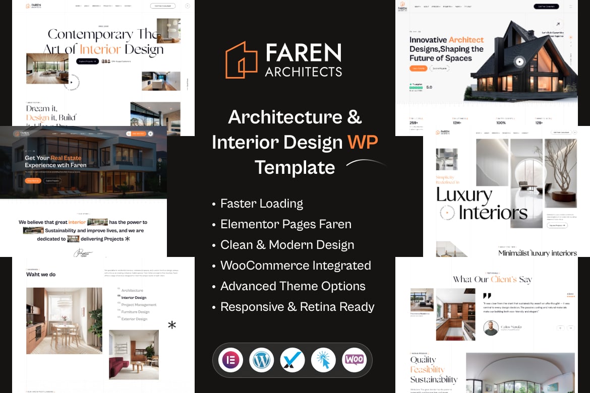 Faren - Tema WordPress Arsitektur dan Desain Interior yang Menakjubkan