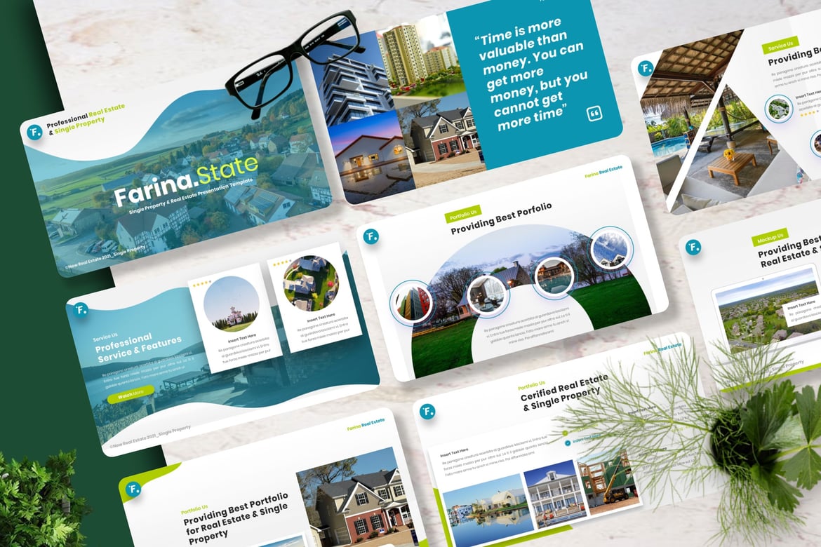 Template Powerpoint Farina untuk Real Estate yang Menarik dan Profesional