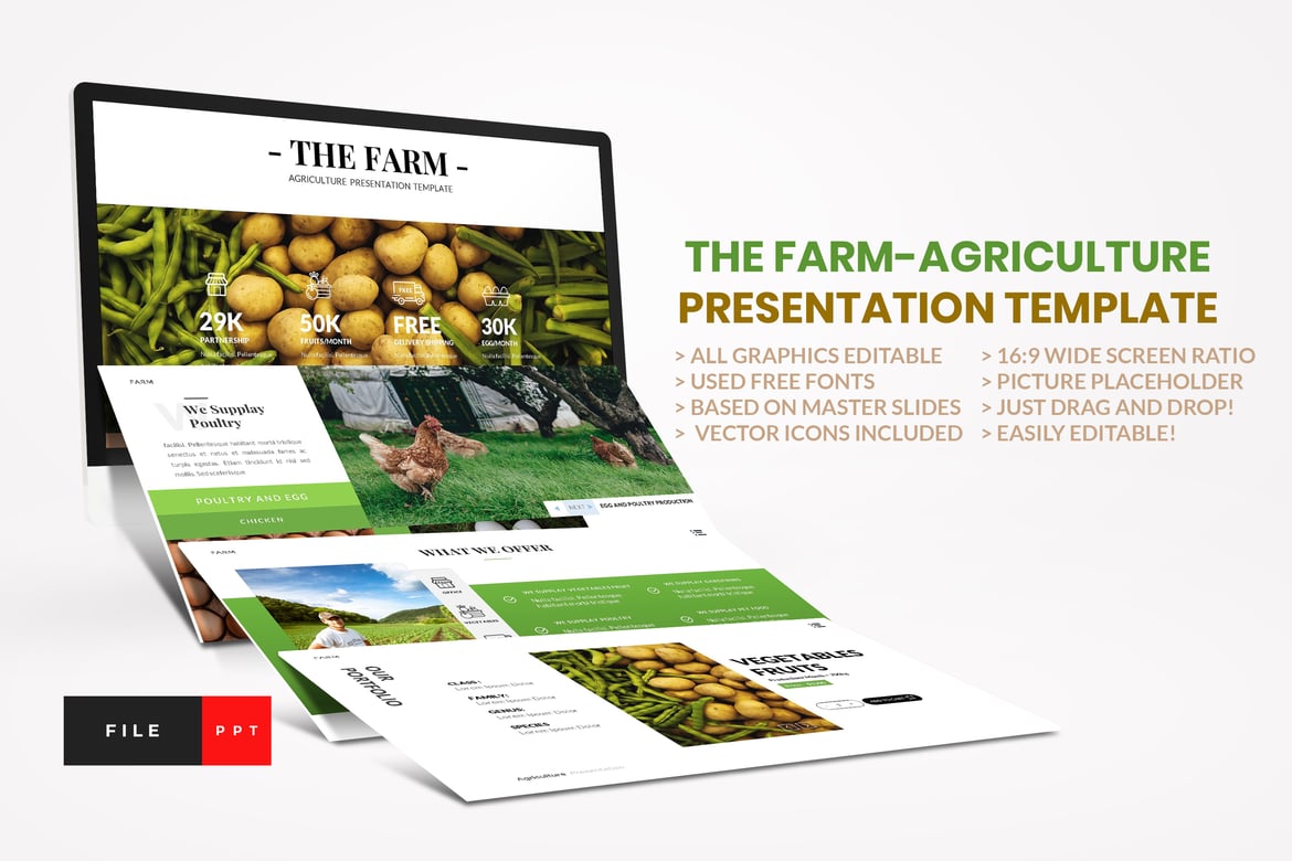 Template PowerPoint Pertanian dan Pertanian yang Modern