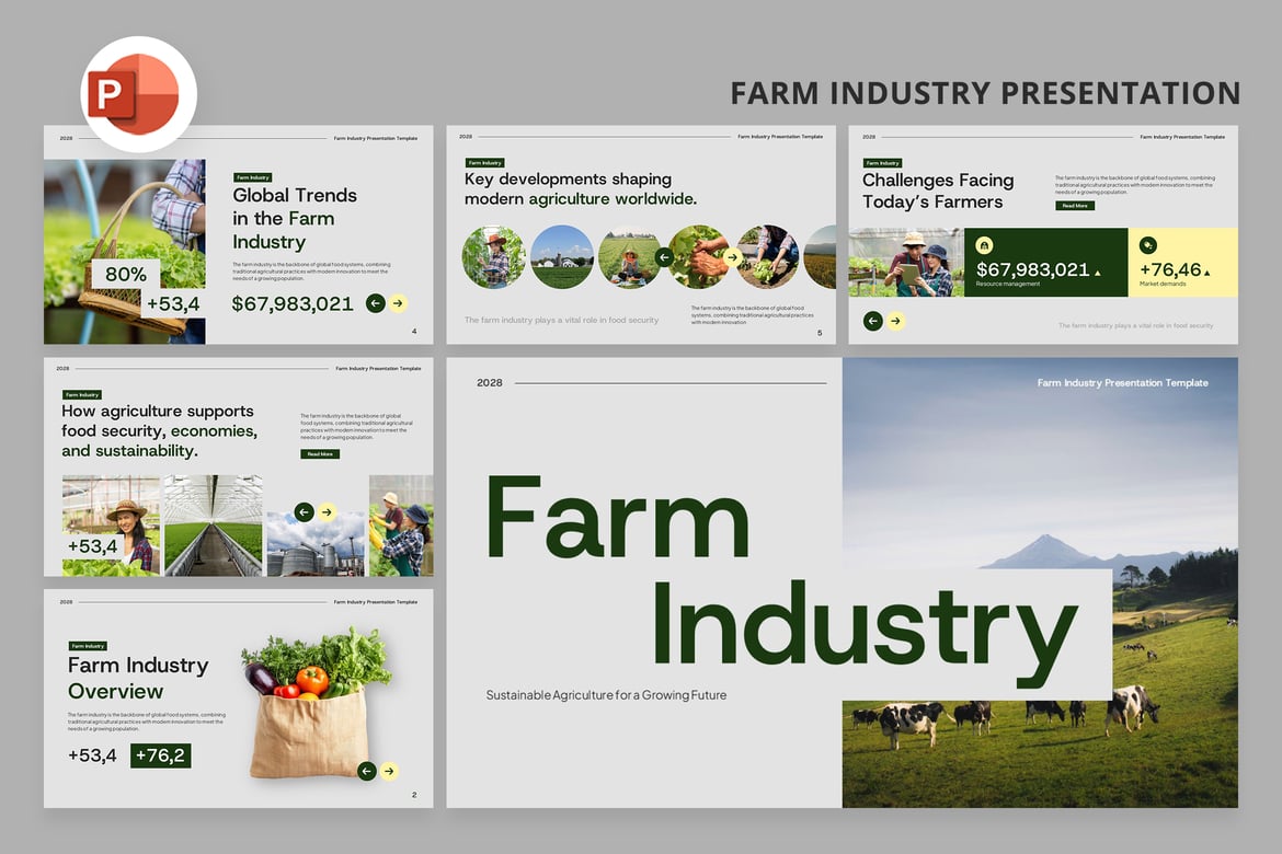 Template PowerPoint Industri Pertanian yang Menarik dan Profesional