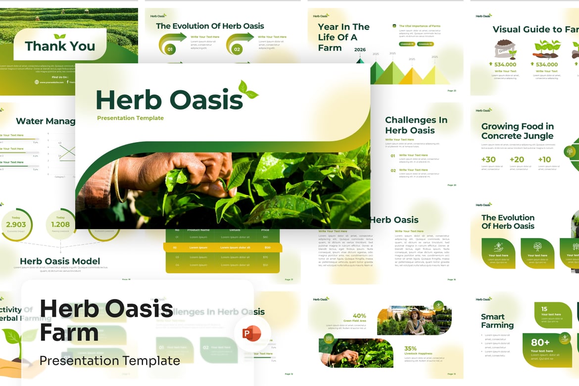 Template PowerPoint Presentasi Pertanian yang Menarik