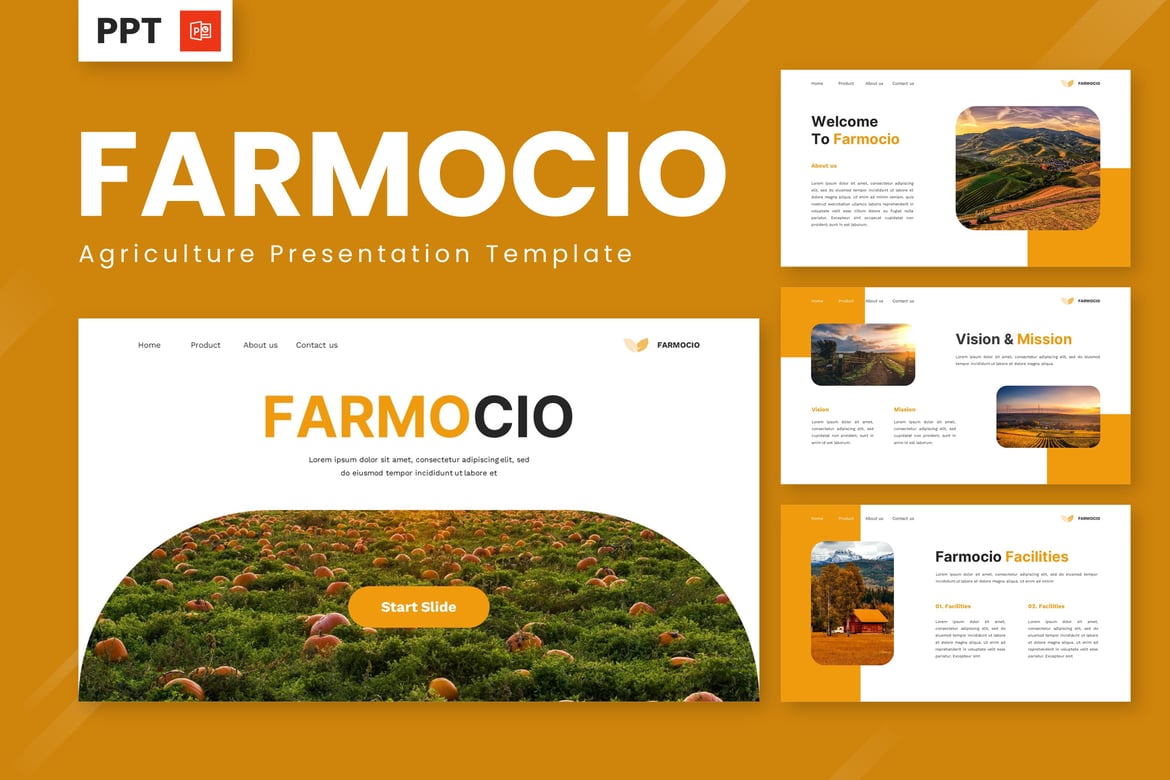 Template Presentasi Pertanian Farmocio - Powerpoint yang Menarik