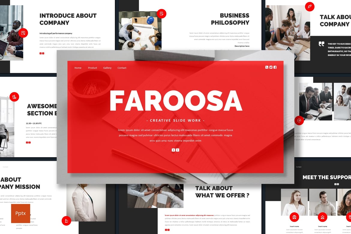 Faroosa - Template PowerPoint Kreatif dan Minimalis untuk Presentasi Anda