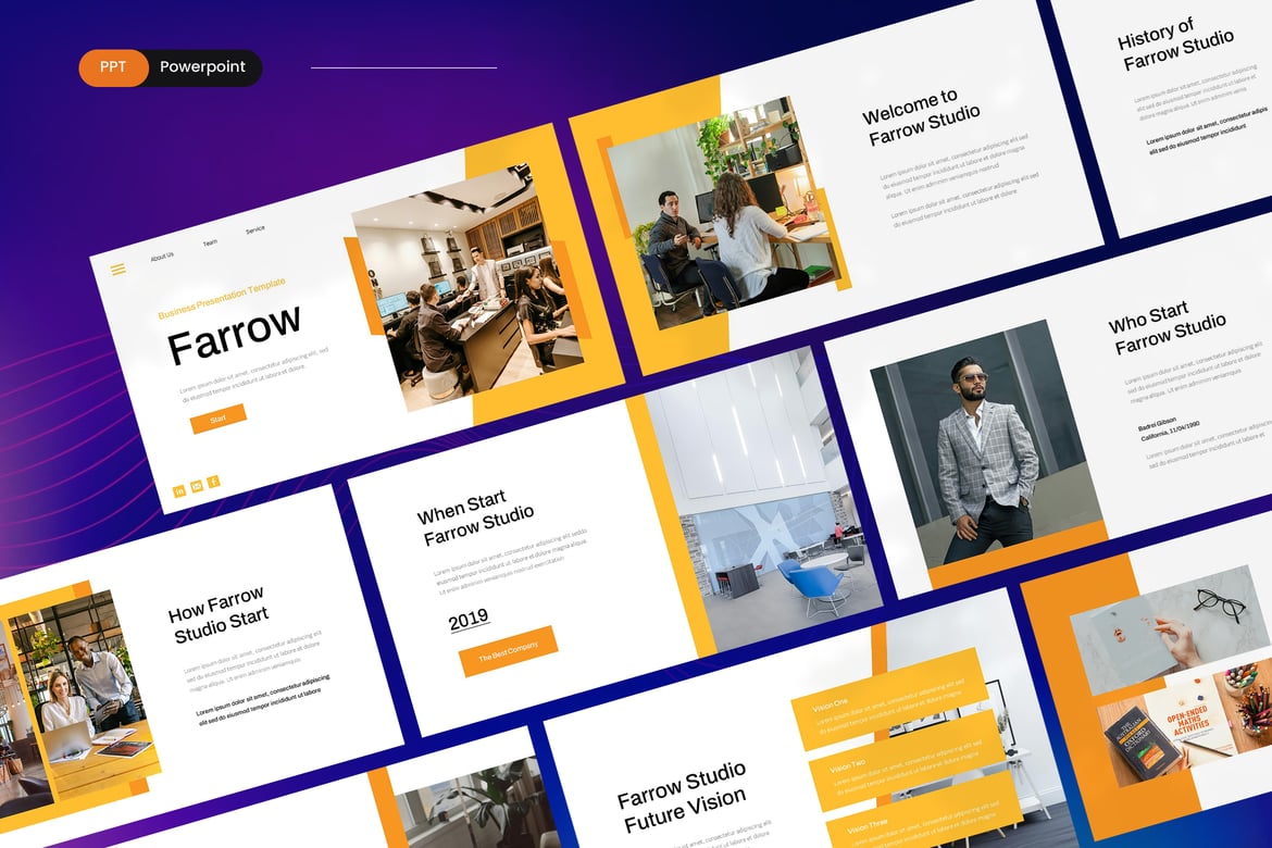 Template Presentasi Bisnis Farrow - PowerPoint yang Menarik