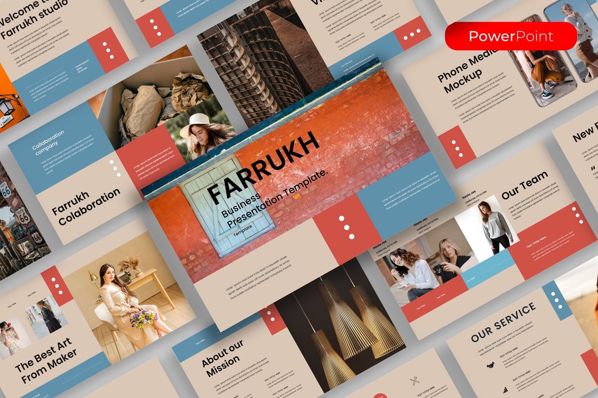 Template PowerPoint Bisnis Farrukh yang Menarik dan Profesional
