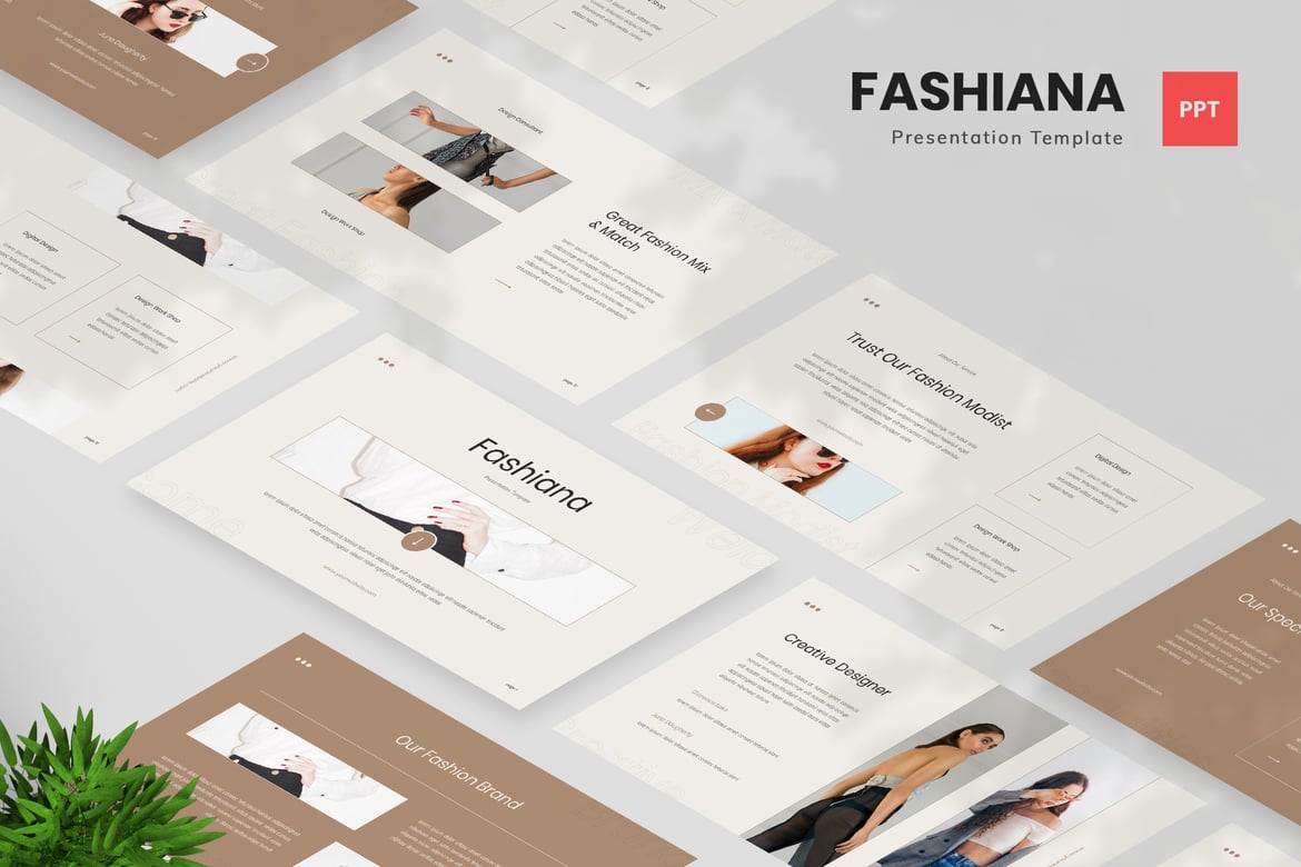 Fashiana - Template Presentasi PowerPoint Profil Fashion yang Elegan