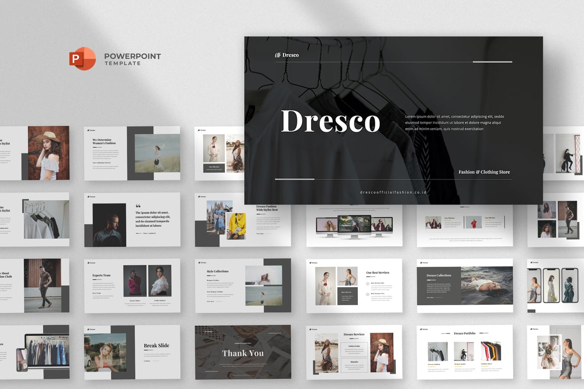 Template Powerpoint Fashion & Pakaian yang Elegan dan Modern