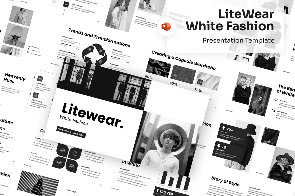 Template Presentasi Fashion Hitam Putih yang Menarik