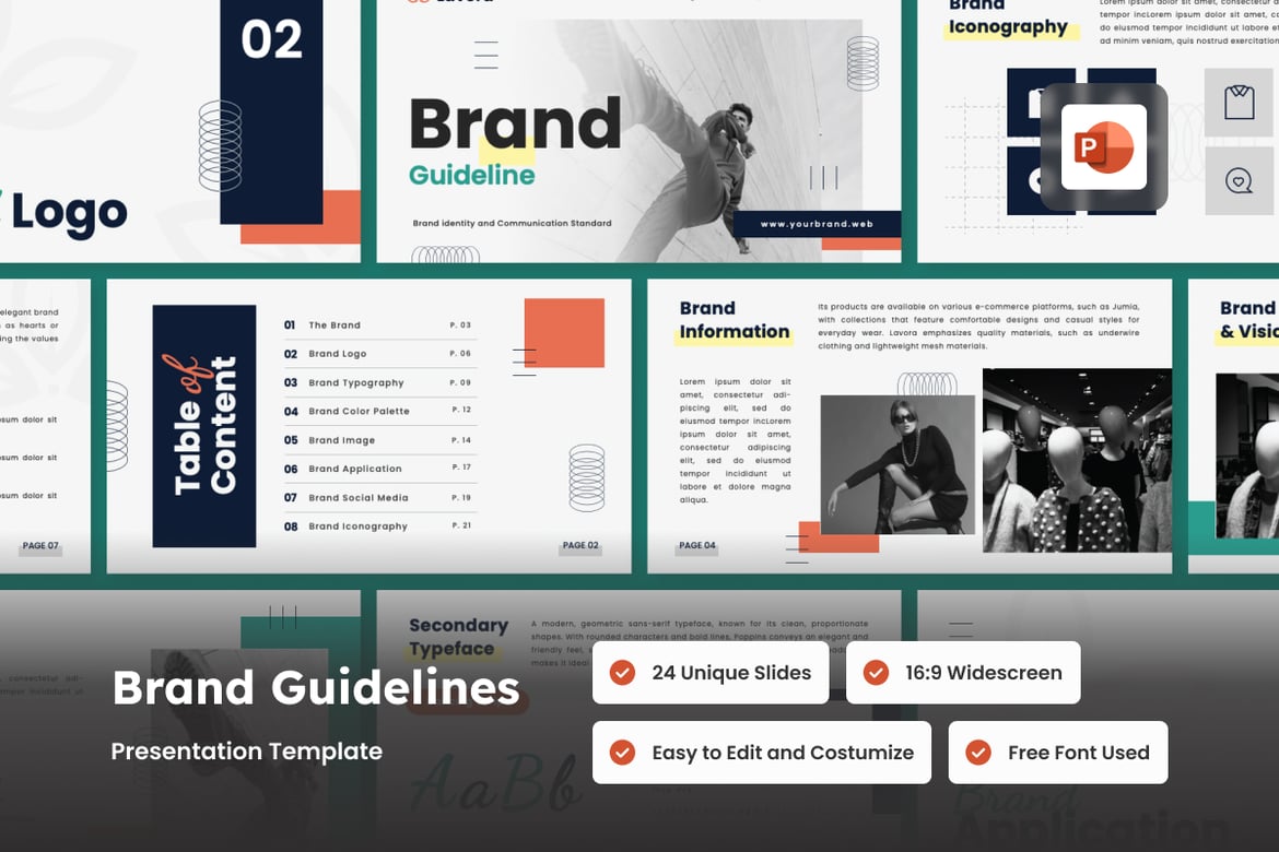 Template PowerPoint Pedoman Merek Fashion yang Elegan dan Modern