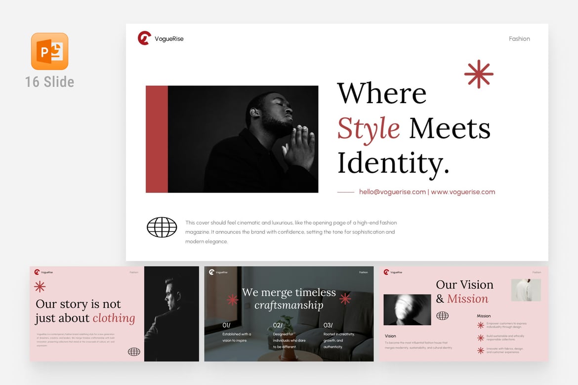 Template PowerPoint Identitas Merek Fashion yang Elegan