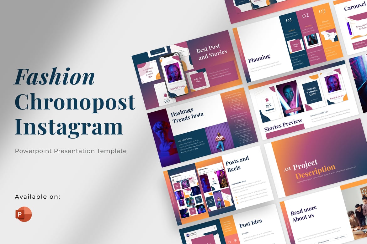 Template PowerPoint Presentasi Instagram Fashion Chronopost yang Menarik
