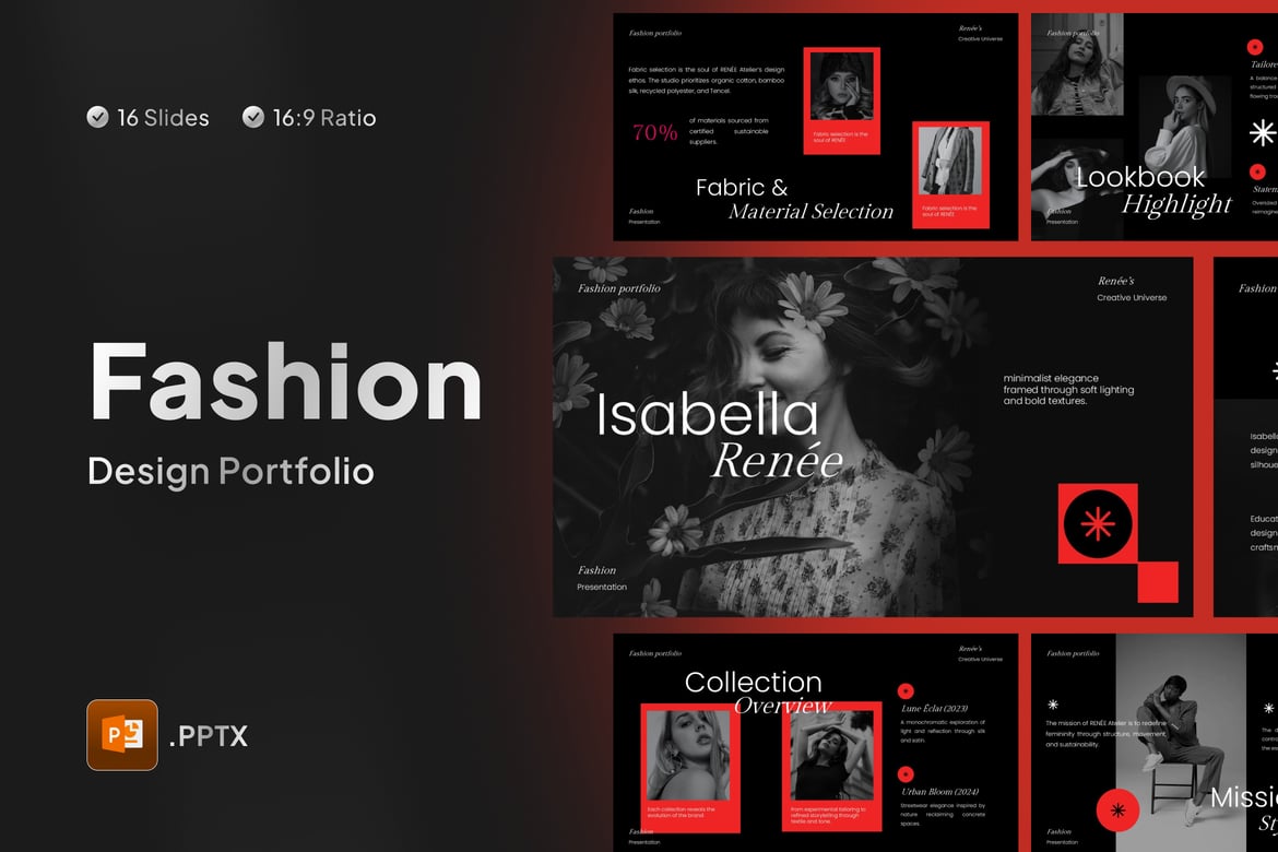Template Presentasi PowerPoint Portofolio Fashion yang Elegan