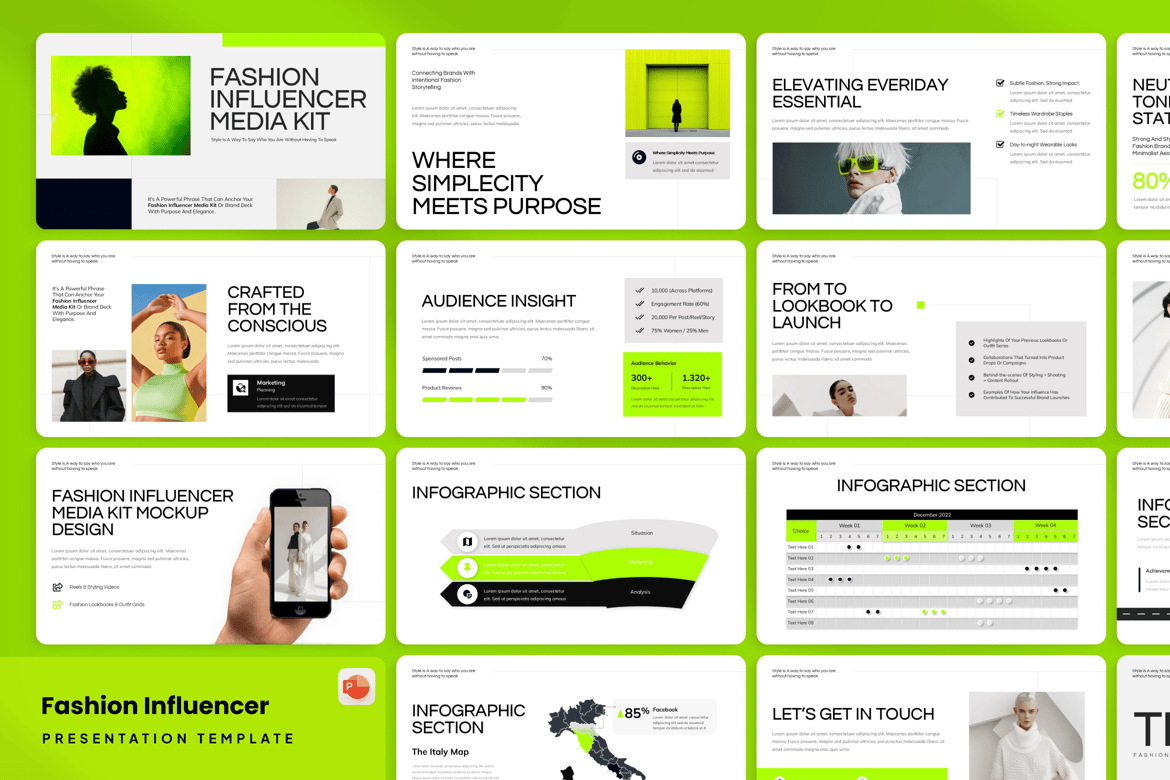 Media Kit Influencer Fashion - Template PowerPoint Menarik
