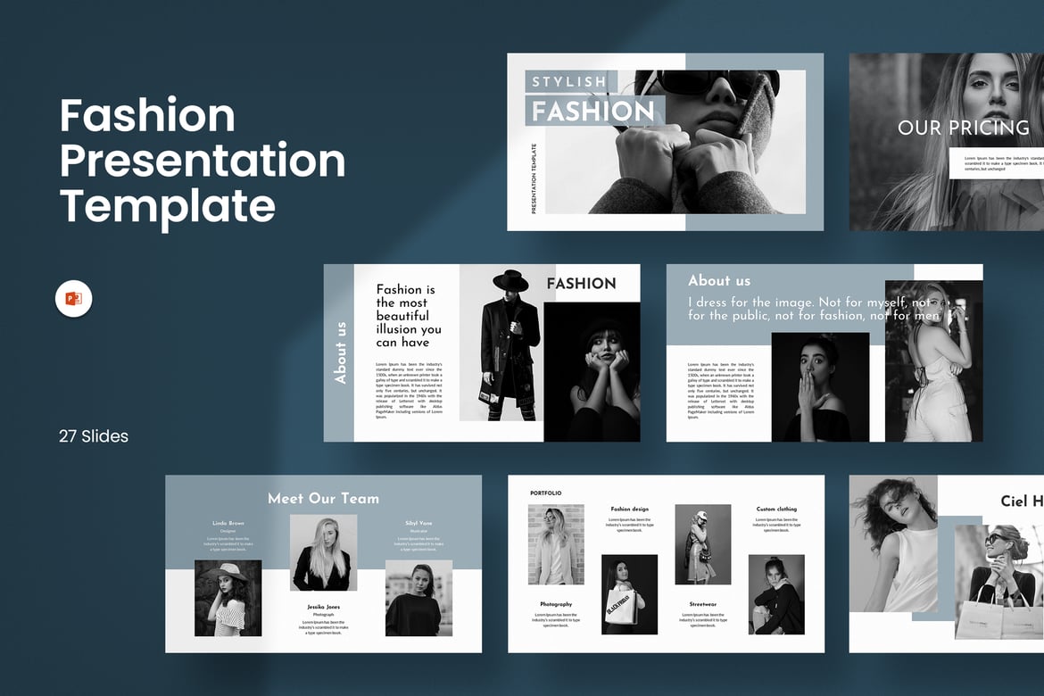 Template PowerPoint Presentasi Fashion Modern dan Profesional