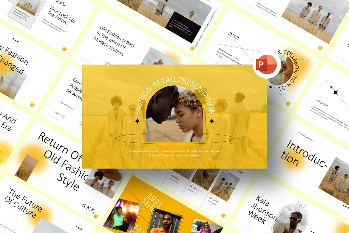 Template Presentasi PowerPoint Gaya Retro Modern yang Menawan
