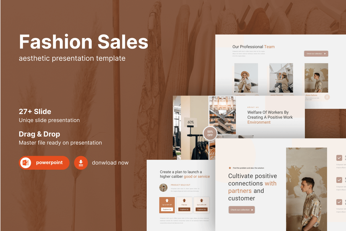 Template Presentasi Fashion Sale – Estetika dan Kosmetik yang Menarik