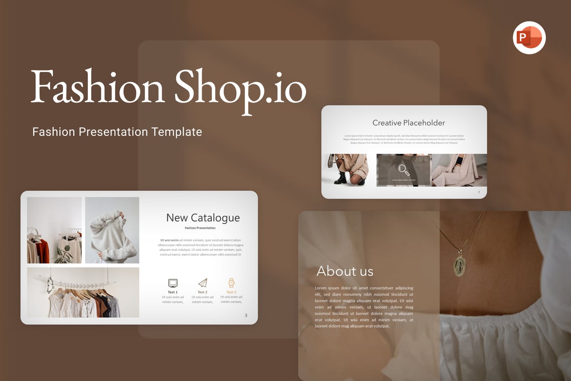 Template Presentasi PowerPoint Fashion Modern Metallic dari Fashion Shop.Io