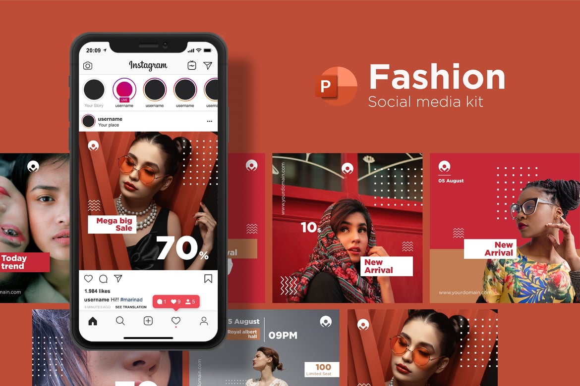 Template Presentasi Media Sosial Fashion - PowerPoint yang Menarik