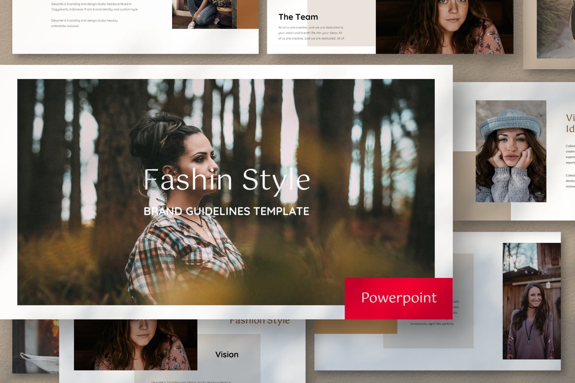 Template Presentasi Powerpoint Gaya Fashion yang Elegan