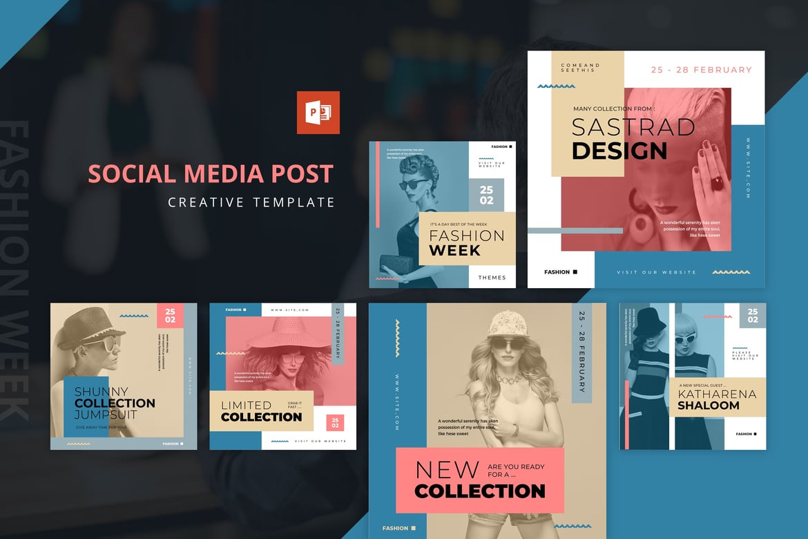 Template Powerpoint Feed Instagram Fashion Week yang Menarik