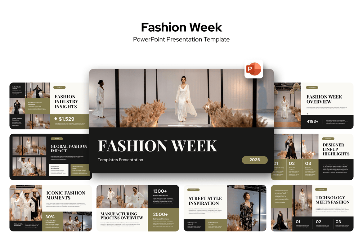 Template PowerPoint Fashion Week yang Elegan dan Profesional