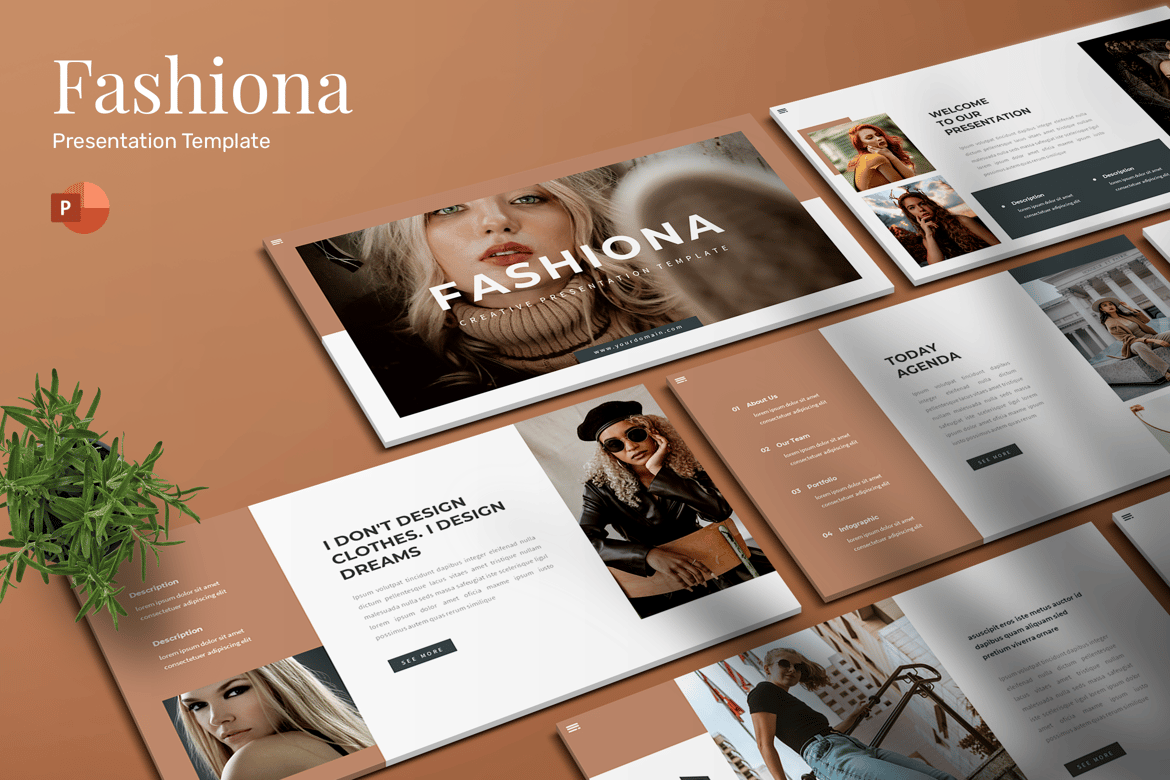 Template Presentasi Kreatif Fashiona untuk PowerPoint