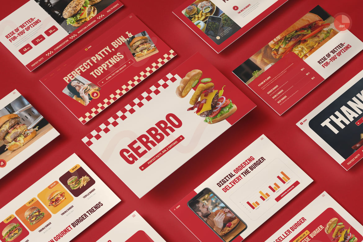 Template Presentasi PowerPoint Fast Food & Burger yang Menarik
