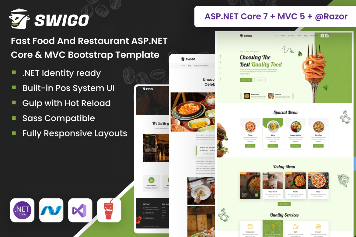 Template Website ASP.NET untuk Fast Food dan Restoran yang Modern