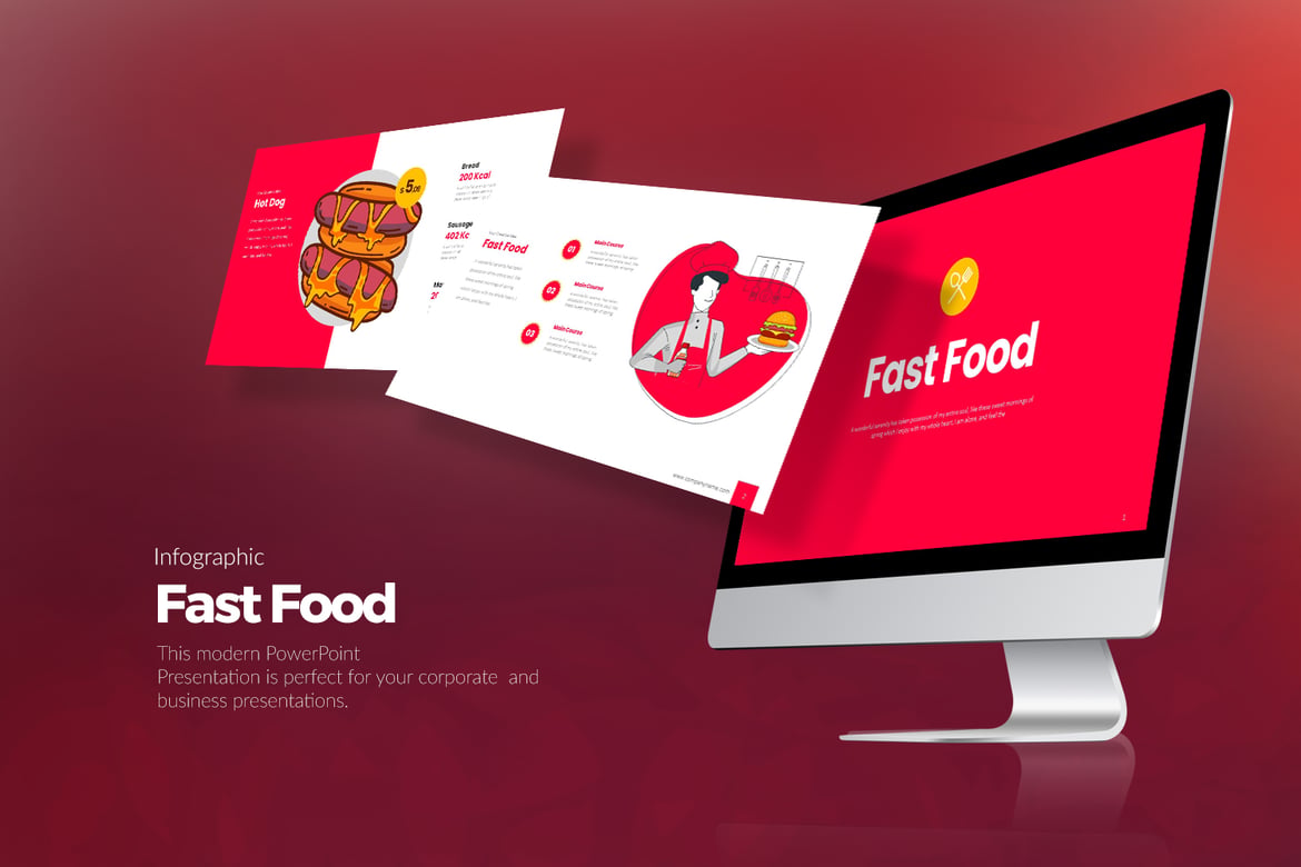 Template Presentasi Infografik Fast Food yang Menarik dan Kreatif