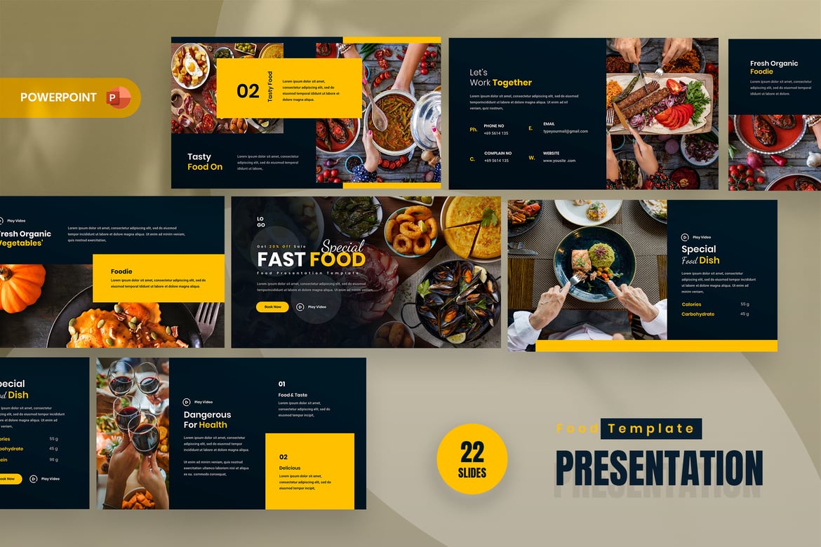 Template Presentasi PowerPoint Fast Food yang Menarik