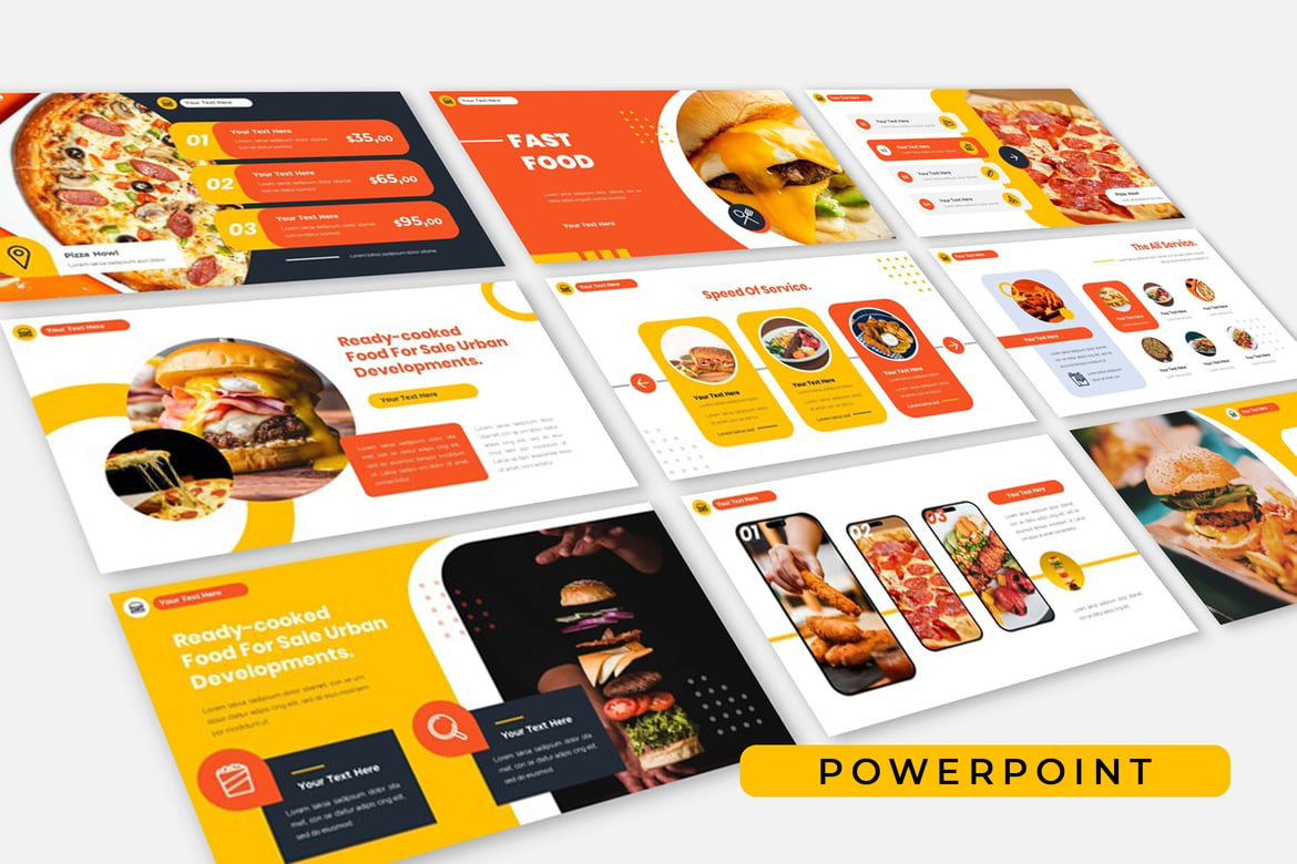 Template Presentasi PowerPoint Bisnis Kuliner Cepat Saji yang Menarik