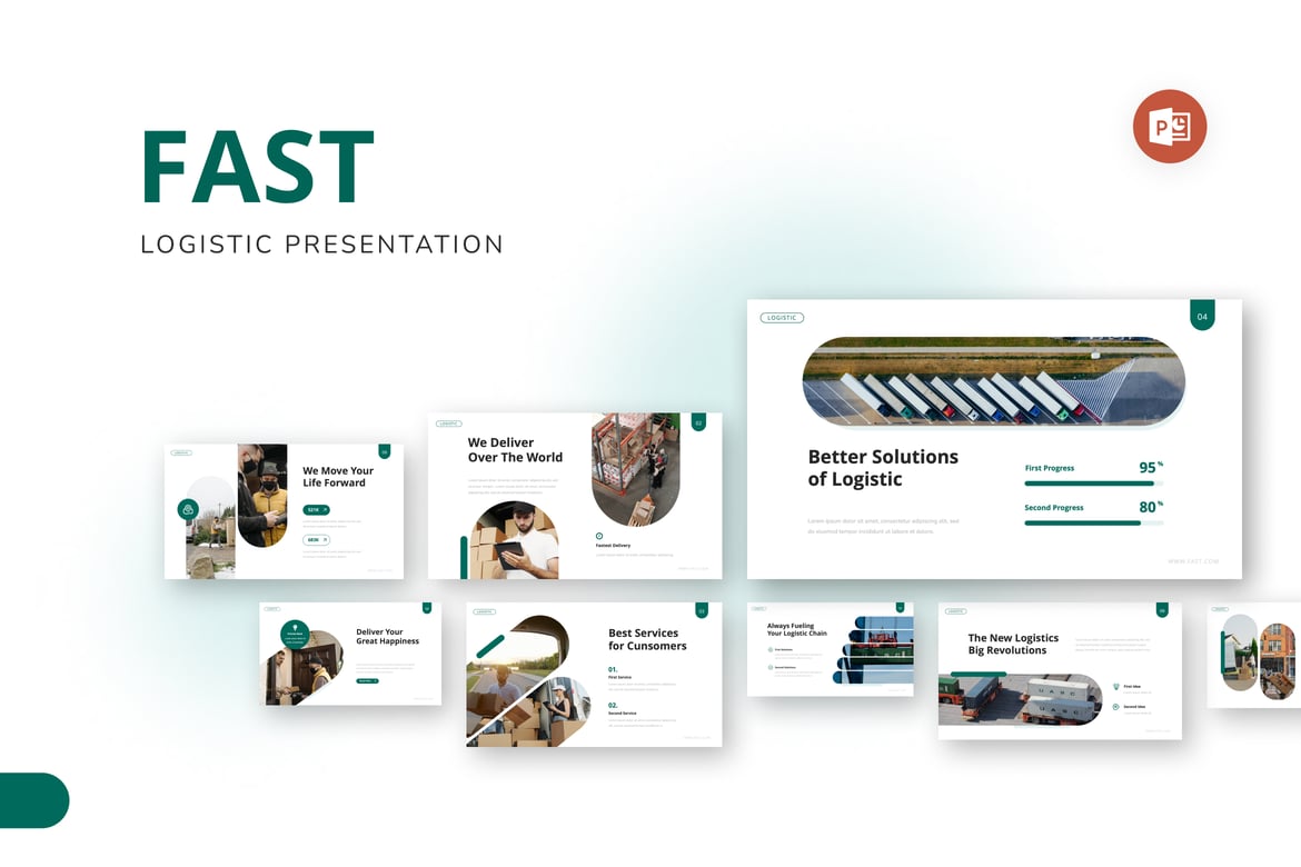 Template PowerPoint Presentasi Logistik yang Cepat dan Menarik