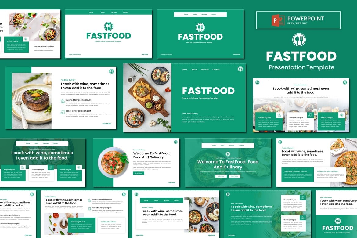 Template Presentasi PowerPoint Fastfood - Solusi Kreatif untuk Kuliner